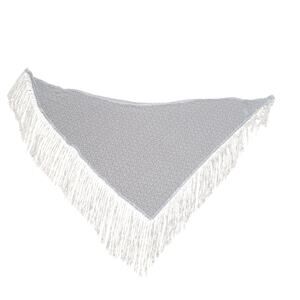 Light Blue Fringe Triangle Shawl NWT Crochet Knit Wrap Scarf Boho Coastal